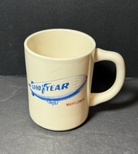 VTG Goodyear Blimp Mayflower Ceramic Graphic Coffee Mug Cup Made in USA