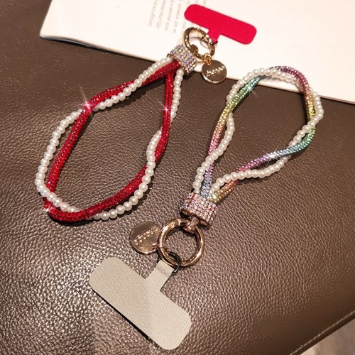 Rhinestone Pearl Beaded Phone Wrist Straps Keychain Phone Accessories - Photo 3 sur 19