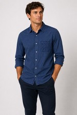 Abercrombie Fitch Blue Check Button Up Shirt Muscle Fit Casual M Men