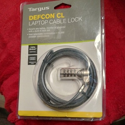 Targus Laptop Cable Lock Defcon CL 6.5ft long Combination Code w/ Security Base