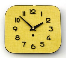 Vintage 23cm French Wall Clock - Retro Yellow Formica Mid Century Style Atomic