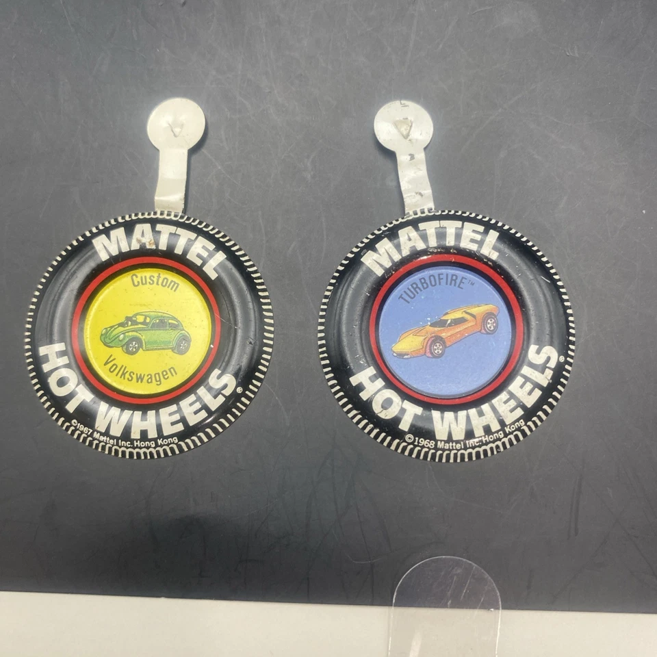 Vintage Hot Wheels Redline Custom Volkswagen & Turbo fire Badge Button Pin - Image 2 of 4