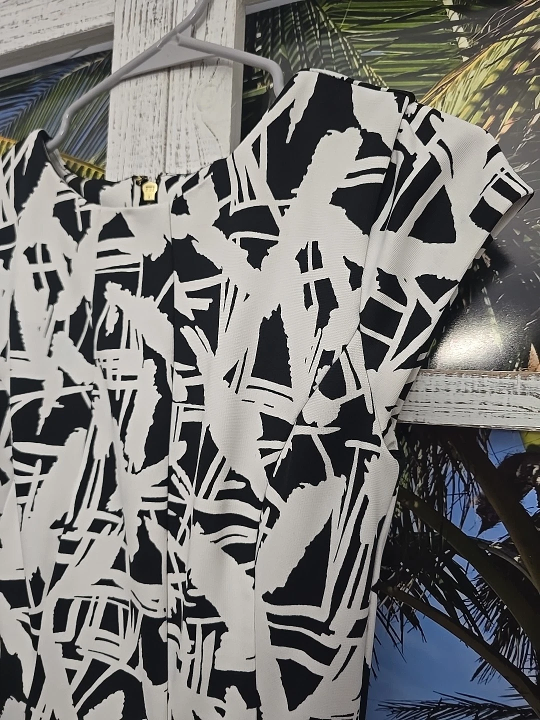 Abito donna Michael Kors tg 0 nero bianco stampa maniche corte elasticizzato aline