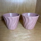 Bauer Pottery 2 Swirl Flower Pots #4 matte pink