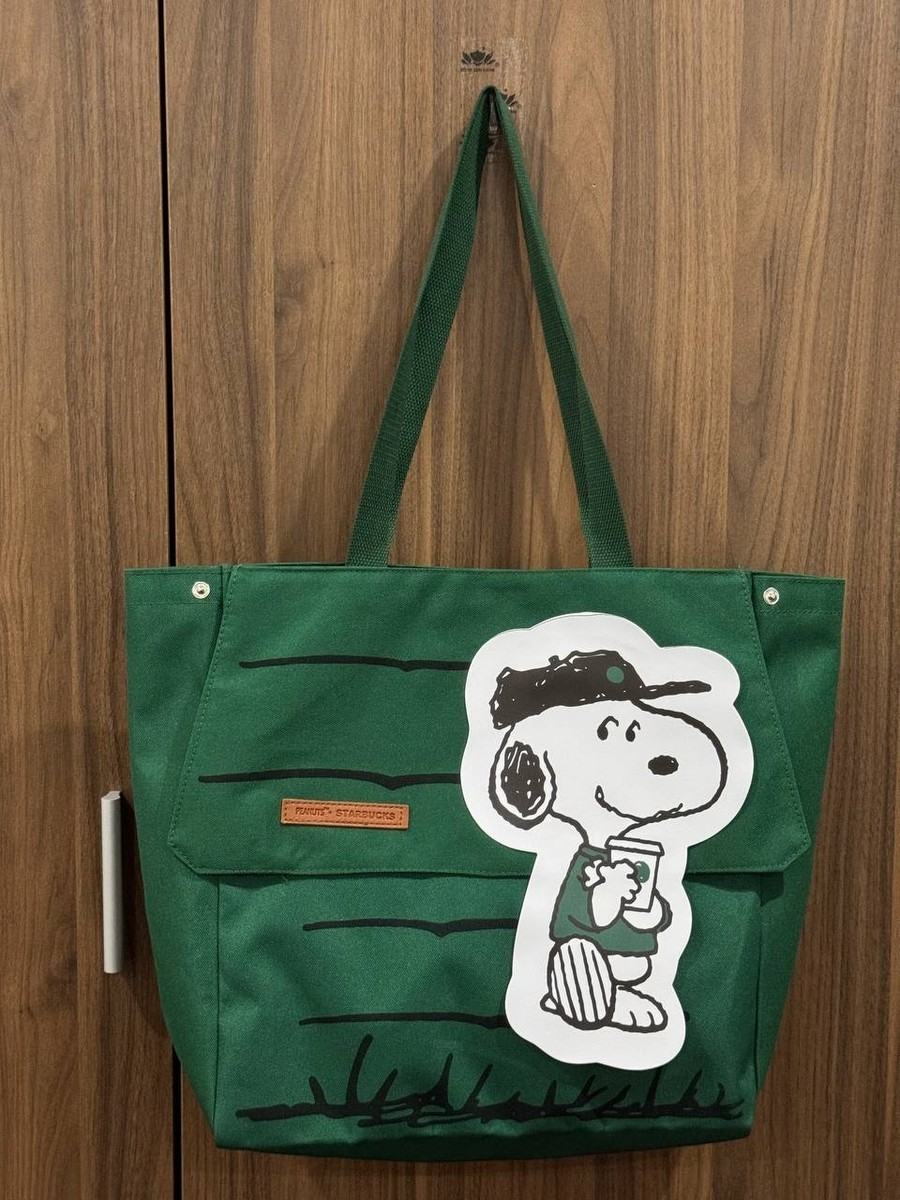 2026 Starbucks Snoopy Peanuts Large Canvas Tote Bag Comic House