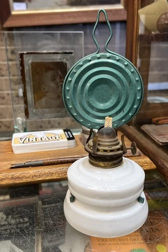 Vintage Small Milk Glass Oil Lamp