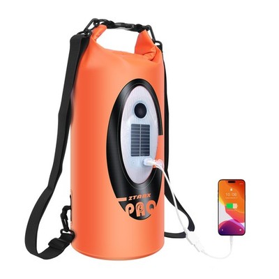 10L Solar/Battery Powered Backpack with Bluetooth Speaker Waterproof Dry Bag