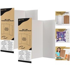 Elegant White Trifold Presentation Board 36" x 48" - Pack of 2, Lightweight D...