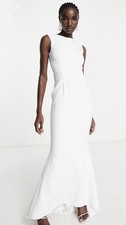 NWT True Violet Bridal Cap Sleeve Backless Maxi Dress in Ivory UK 12 / US 8