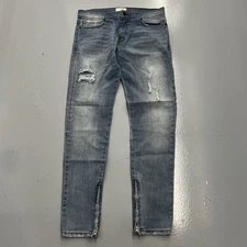 Syndicate Core Light Slim Tapered Leg Distressed Denim Pants Jeans Mens Size 34