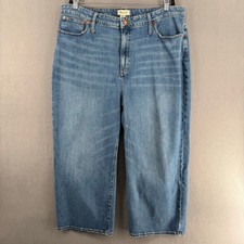 Madewell Curvy Slim Wide Leg High Waist Jeans Womens 35 Blue Casual Cropped