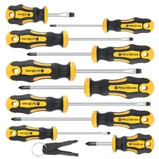 Amartisan 10-Piece Magnetic Screwdrivers Set, 5 Phillips and 5 Slotted Tips P...