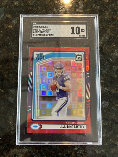 2024 Panini Donruss -  J.J. McCarthy #303 Optic Preview Red Pandora SGC 10!