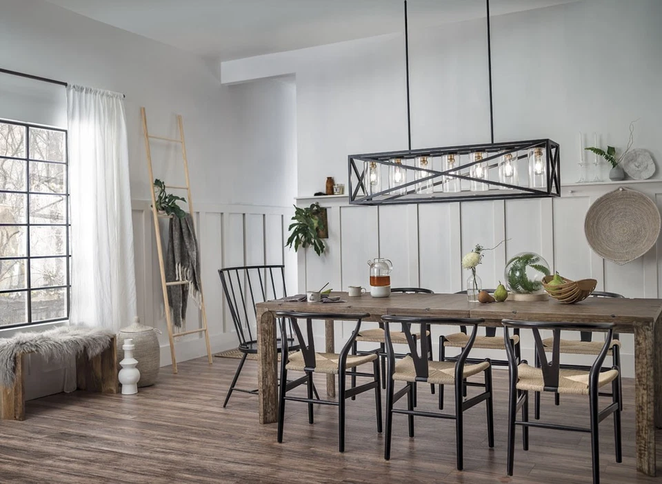 Lámpara de araña lineal Kichler 44082 Moorgate negra 7 luces 48" W Foto 4 de 4