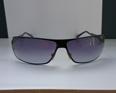 Giorgio Armani Unisex Black Metal Rectangle Sunglasses Gray Gradient Lens