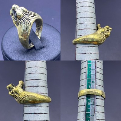 Vintage Old Rare Beautiful Brass Lion Head Ring