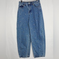 Future Collective Studded Barrel Leg Jeans NWOT Size 0 High Rise Denim