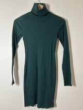 Wild Fable Green Turtleneck Ribbed Knit Long Sleeve Bodycon Dress Size XS