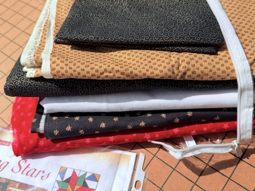 Quilt Kit 62" Flying Stars Pattern Nearly Complete +Extra, Cotton & Blend