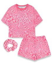 Barbie Pink All Over Pattern Short Sleeve Short Leg Pyjama Set Girls