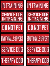 12 Pieces Removable Service Dog Vest Patches Do 3.6 x 1.6 inches, Red/White