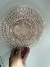 4 Anchor Hocking Hobnail Pink Plates 8 3/8" 1934-1936 Glass USA Made VGUC