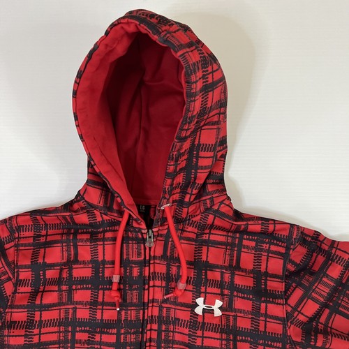 UNDER ARMOUR HOODIE ROT SCHWARZ SWEATSHIRT MIT DURCHGEHENDEM REISSVERSCHLUSS VINTAGE HERREN LARGE - Bild 2 von 16