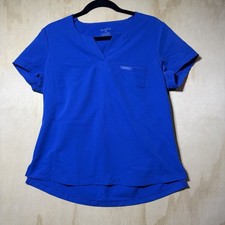 Jaanuu Women  s 4-Pocket V-Neck Scrub Top Blue   Size M