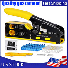 RJ45 Crimp Ethernet Pass through Crimper Crimp Tool Kit Network Cat5 Cat6 Cat7