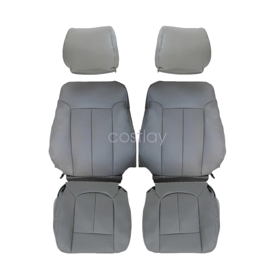 For 2009-2014 Ford F-150 Lariat Front & Second Row Replacement SEAT COVER Gray - Image 4 of 4