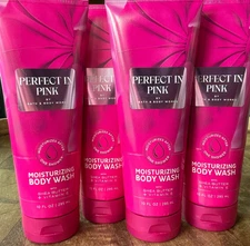 4 (FOUR) PERFECT IN PINK 10oz Rich Moisturizing WASH Bath and & Body Works