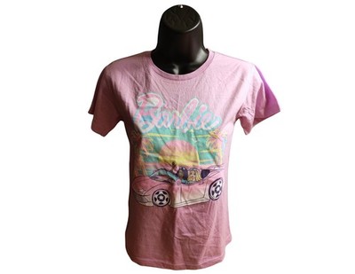 Mattel Barbie Girls Pink Convertible Short Sleeve Graphic T-Shirt Size M 7/8