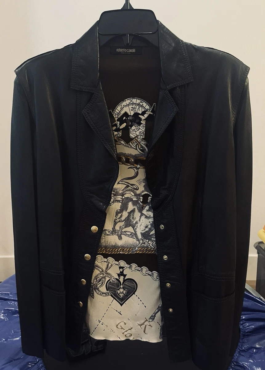 Roberto Cavalli Coats, Jackets & Vests Leather Outer Shell for