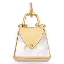 Vintage 18k Yellow Gold Mother of Pearl Handbag Charm