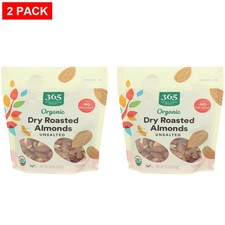 Whole Foods Market, Organic Dry Roasted Unsalted Almonds, 10 Oz - Pack Of 2