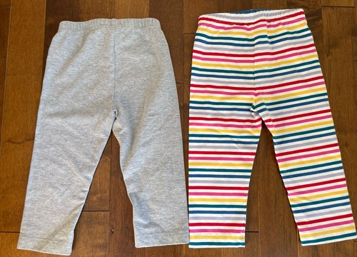 Hanna Andersson Lot Girls Rainbow Stripe & Gray Cotton Capri Leggings 110 Size 5 - Picture 2 of 5