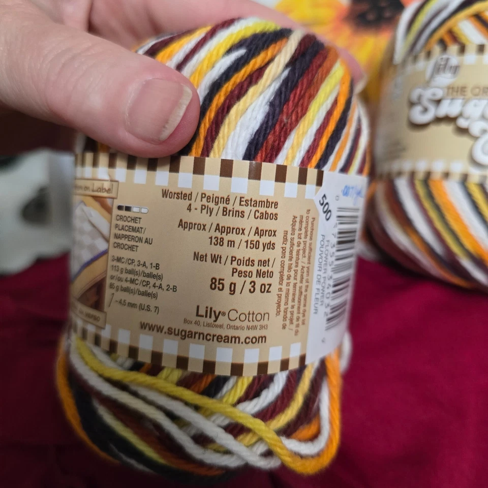 Lot of 2 Lily Sugar'n Cream Super Size Flower Power Cotton Yarn 150 yds Each 3oz - Image 4 of 4