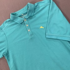 Tommy Bahama Polo Shirt Mens Large Blue Supima Cotton Marlin Embroidered Casual