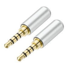 2Pcs 3.5mm 4 Pole Replacement Repair Plug Jack Stereo Male Plug Silver Tone