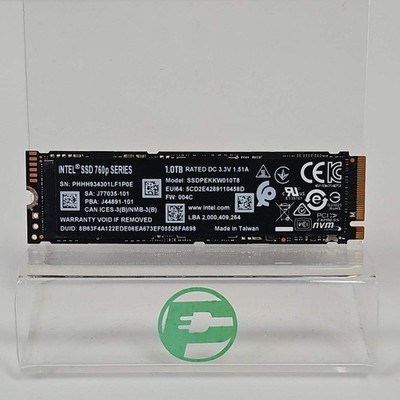Intel 2280mm 760p 1TB M.2 NVMe Gen 3.0 x 4 SSD SSDPEKKW010T8