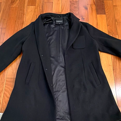 Emporio Armani Men's Black Wool Blend Knit Overcoat Button Front Size XL - product listing photo