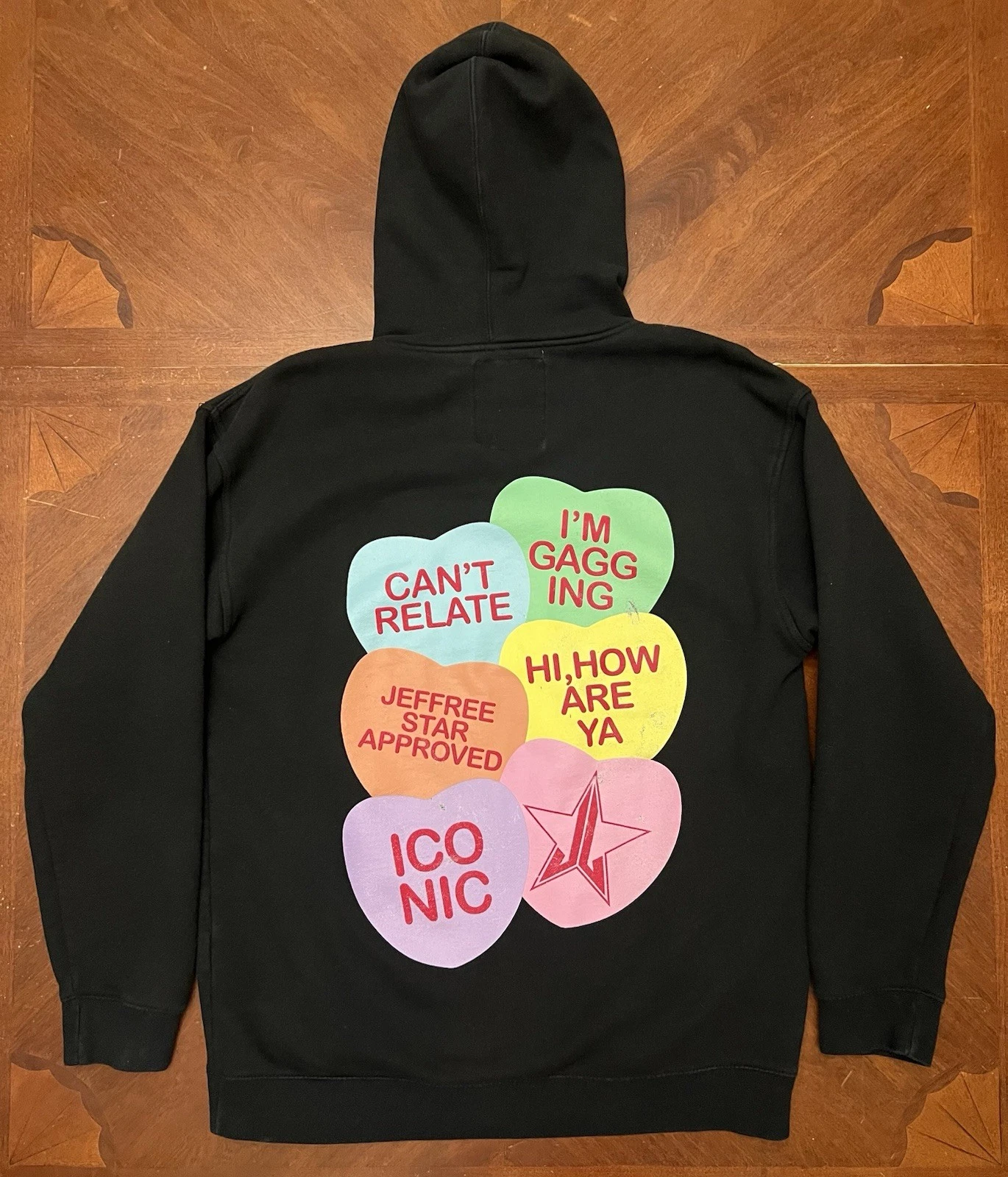 Felpa con Cappuccio Jeffree Star San Valentino Candy Hearts Pullover Edizione Limitata Taglia L