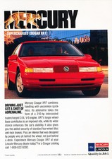 1989 Mercury Cougar XR7 red Supercharged - Classic Vintage Advertisement Ad H51