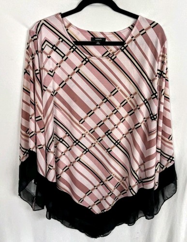 Alfani Women's Tunic Top Blouse Size XXL/ 2X Pink Print 3/4 Sleeves - Picture 2 of 6