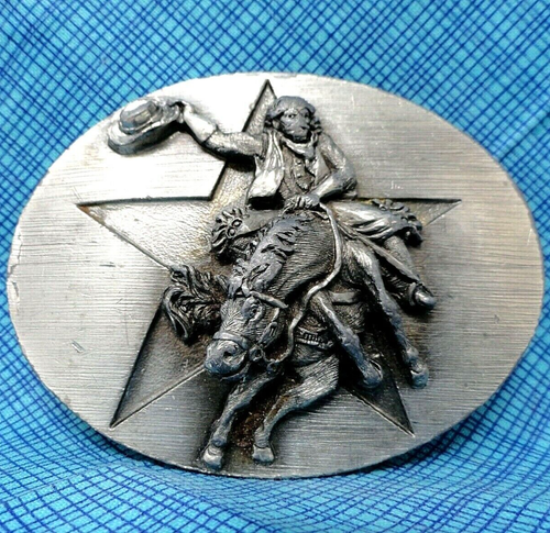 Star Saddle Bronc Cowboy Belt Buckle Rodeo Western Vtg 90s Bergamot .TWY155 - Picture 2 of 7