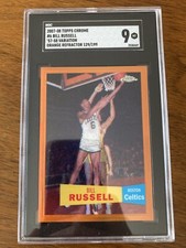 Bill Russell /199 SGC 9 Orange Refractor 2007 Topps Chrome 1957 Variation HOF