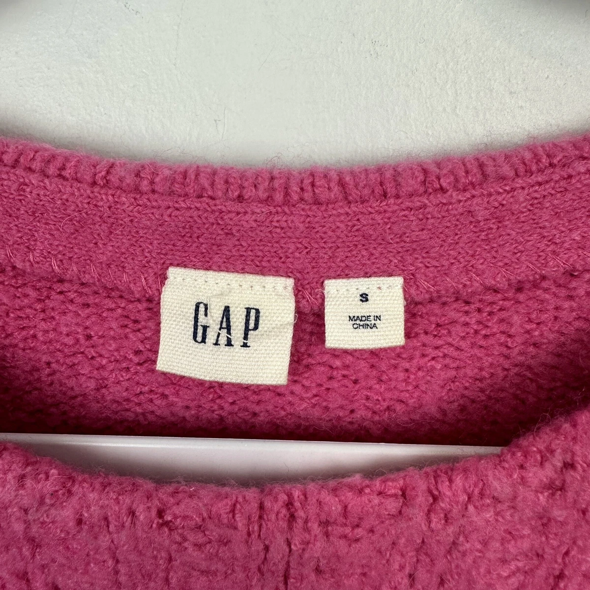 Gap Sweater Womens Small Hot Pink Knit Wool Nylon Blend Barbie  