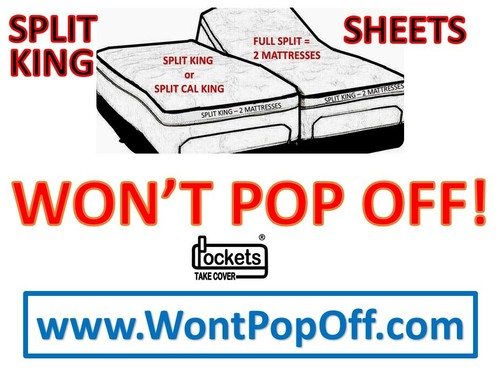 Won't Pop Off 2 Sets of Sheets 2 Split King or 2 Split Cal King Adjustable Bed - Picture 1 of 32