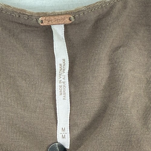 Free People Perfect Date Top Medium Crushed Velvet Stretch Square Neck Taupe - Picture 9 of 15