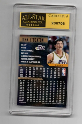 1995-96 Topps Gallery NOM MANQUANT / ÉQUIPE CLASSÉ "9" JOHN STOCKTON #60 JAZZ - Photo 2/2